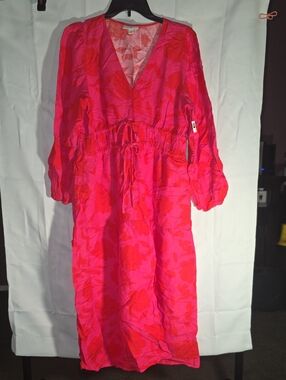 Kate Spade Pink & Red Floral Midi Dress